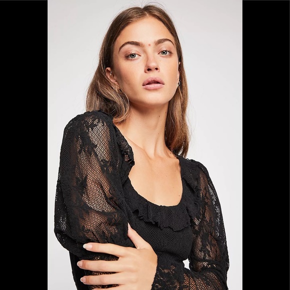 NWT Free People Femme Fatale Long Sleeve Lace Top - Picture 2 of 10